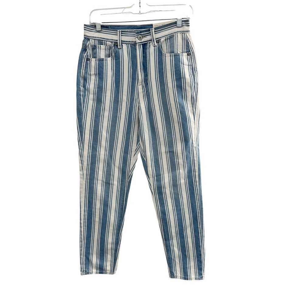 American Eagle Mom Jean Retro Indigo Stripe High Rise Denim Pants Size 2‎ NWT